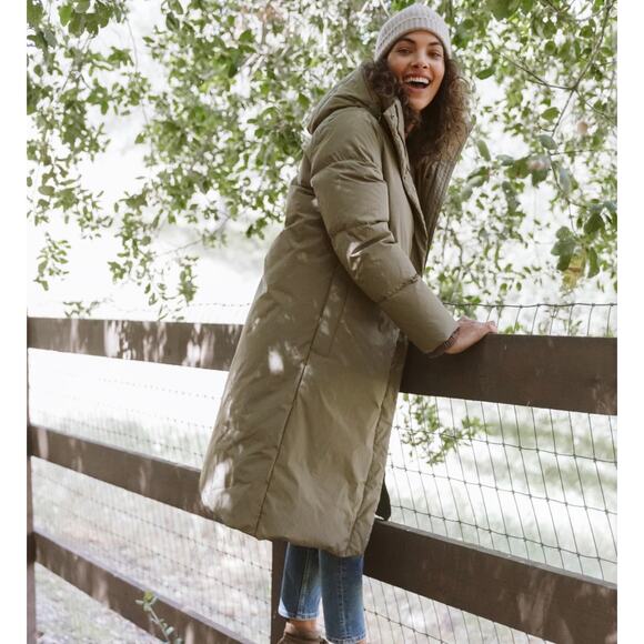 Jenni Kayne Down Long Puffer Coat | XXL Plus Size | Green Feather Winter Jacket - Picture 12 of 12